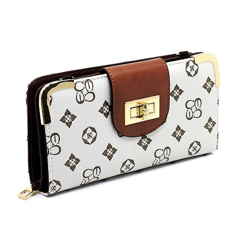 Crossbody DESIGNER INSPIRED WALLET w/LONG STRAP~COFFEE