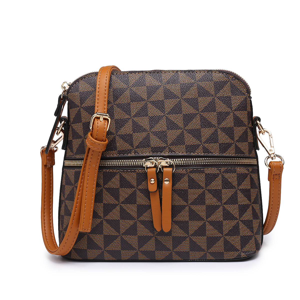 3-IN-1 DESIGNER INSPIRED DOME SATCHEL W/CROSSBODY BAG AND WALLET~TAN