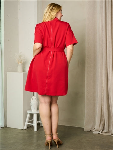 Short Sleeve Belted Dress