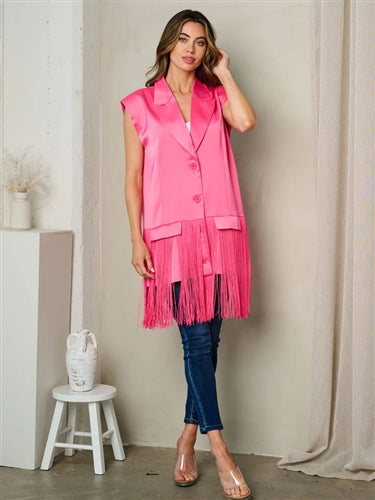 Classy Sleeveless Fringe Vest