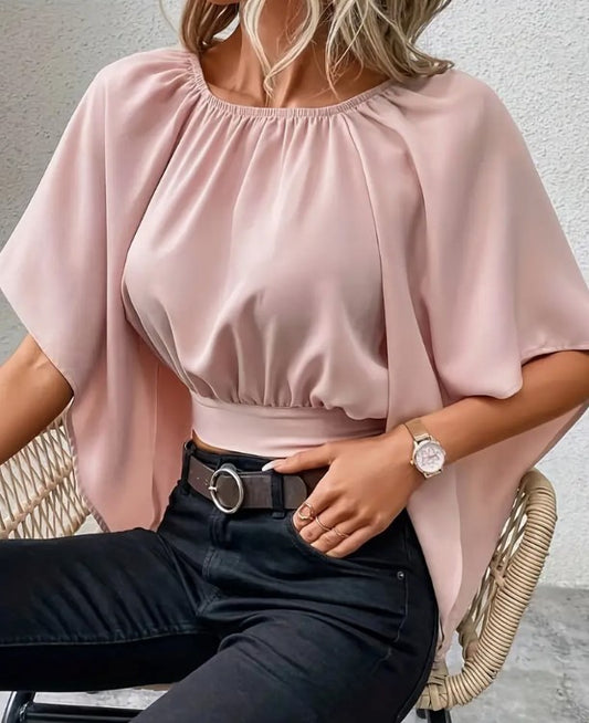 Cut Out Batwing Sleeve Blouse