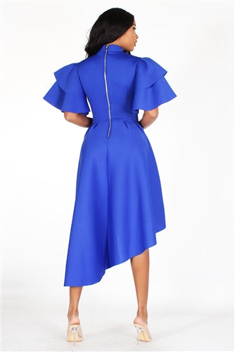 Ruffled Asymetrical Scuba Dress