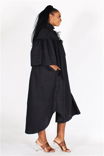 High-low Tie Neck Dress