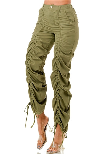 Ruched Elastic Waist Pant