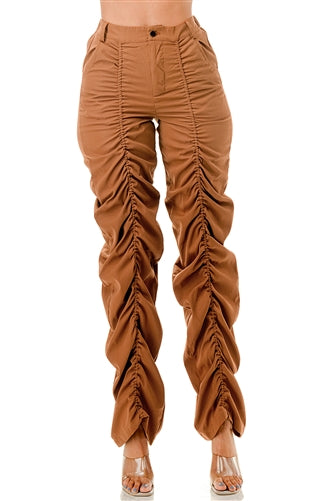 Ruched Elastic Waist Pant