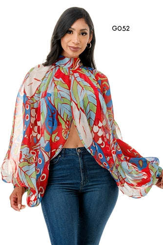 Sheer Print Overlay Top