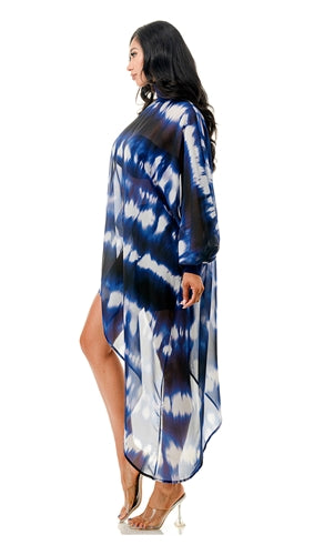 Asymmetrical Sheer Print Plus Size Top
