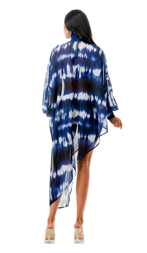 Asymmetrical Sheer Print Plus Size Top