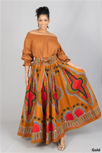 Elastic Waist Dashiki Print African Skirts