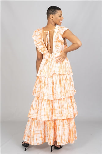 Sleeveless Print Tiered Plus Size Maxi Dress