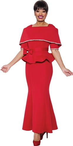 Belted Collar Peplum 2pc Skirt Set-Every Woman