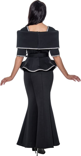 Belted Collar Peplum 2pc Skirt Set-Every Woman
