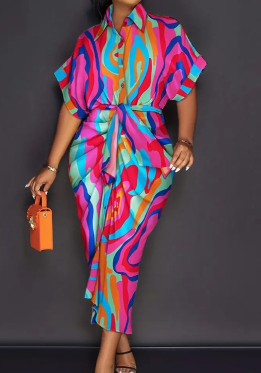 Rouched Mid Quarter Sleeve Dress
