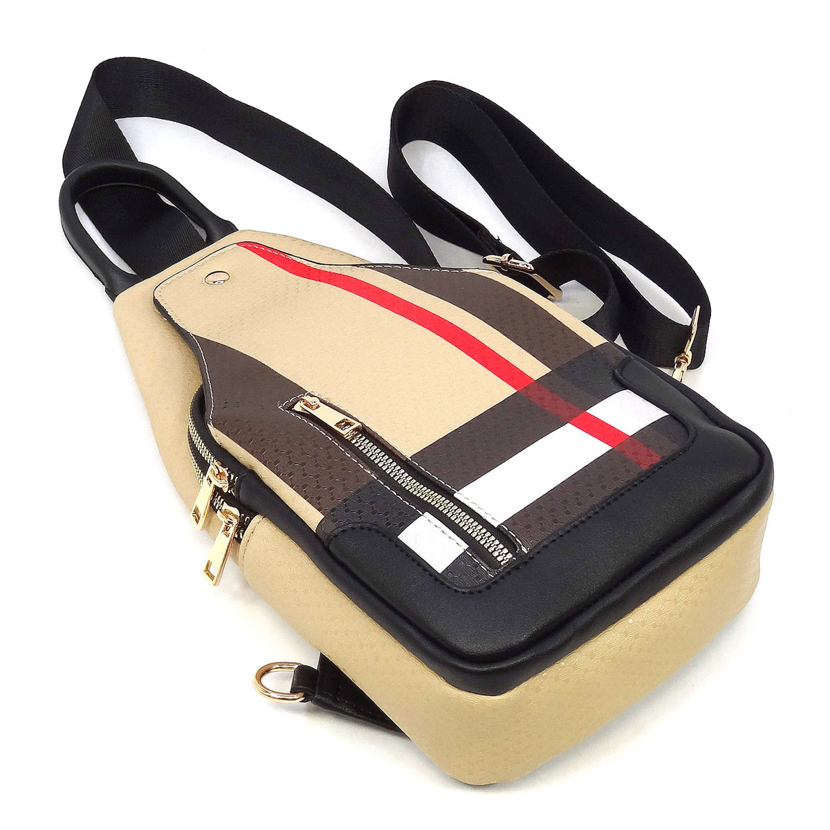 PLAID CHECK PRINT SLING BACKPACK~RED (wallet sold separately)