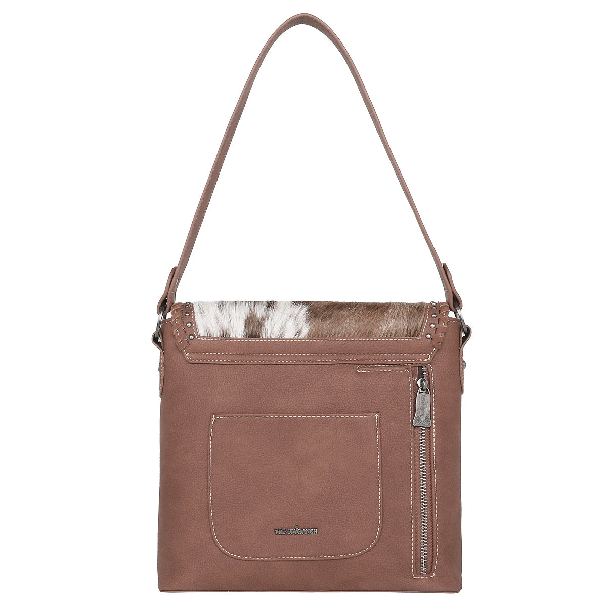 TRINITY RANCH HAIR-ON COWHIDE SADDLE SHAPE COLLECTION BACKPACK~COFFEE