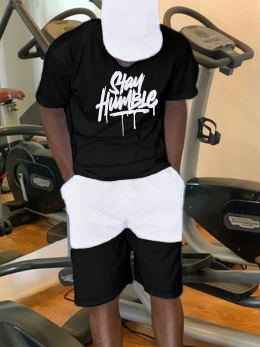 Men Letter Print Drawstring Set