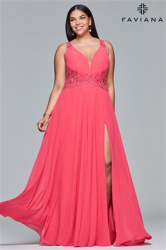 Faviana Lace and Chiffon Plus Size Prom