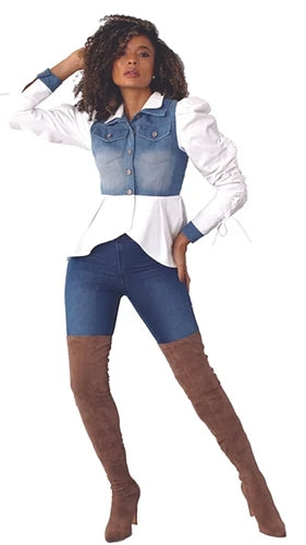 Denim & Solid Top