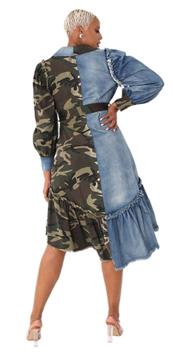 Two-Tone Print High-low Dress