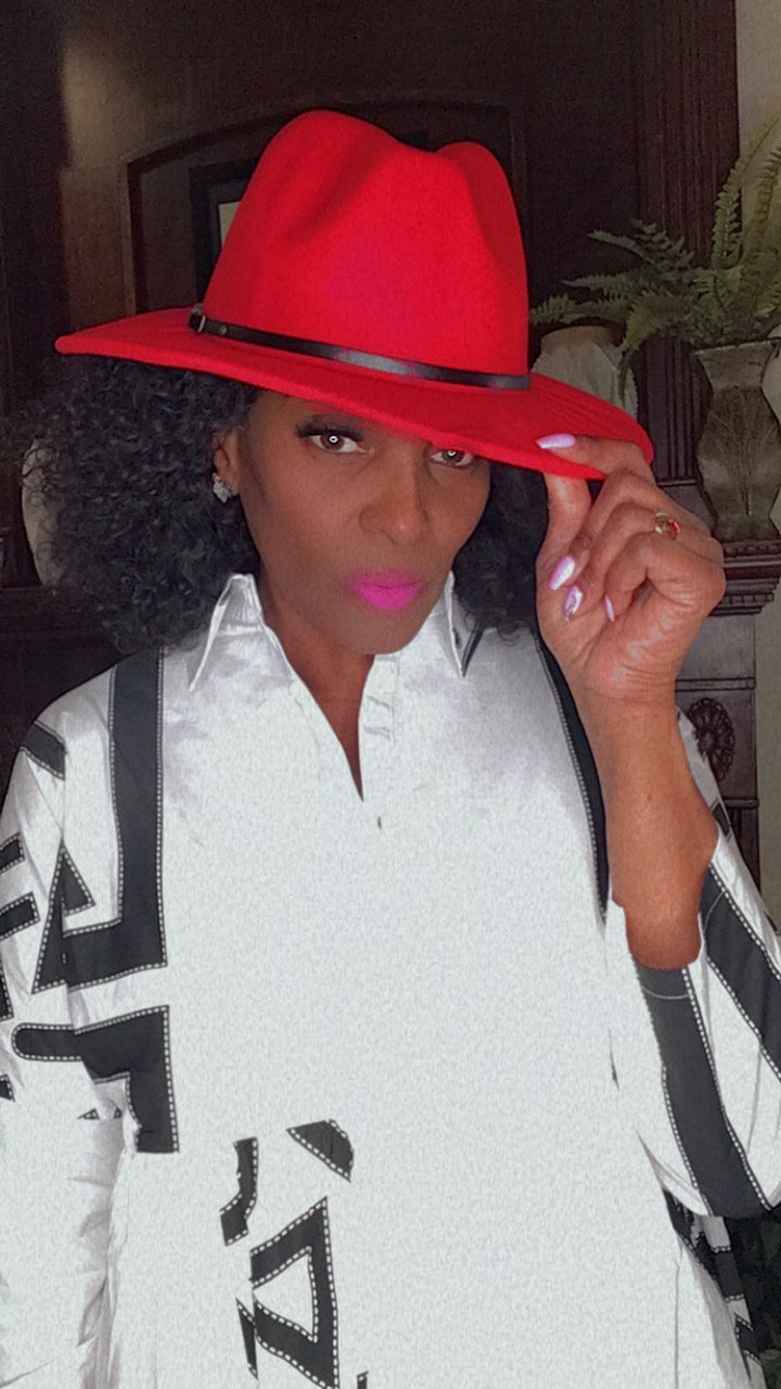 Red/Blue Two-Toned Fedora Hat