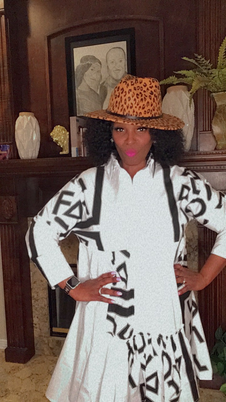 Blue Animal Print Fedora