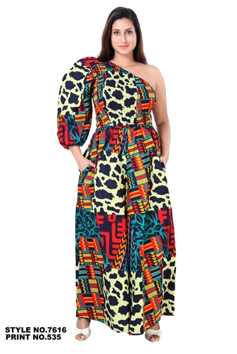 Authentic African Print One-shoulder Jumpsuit