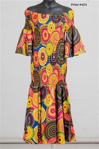 Smocked Authentic African Print Dress