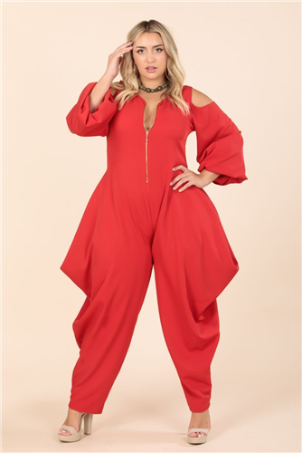 Long Sleeve Cold-shoulder Jumpsuit