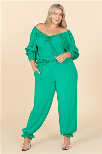 Off-shoulder 2pc Pant Set