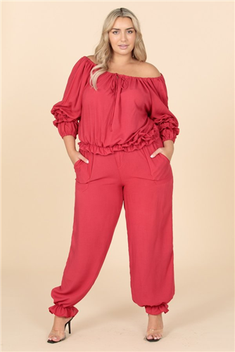 Off-shoulder 2pc Pant Set