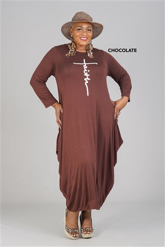 A Faith Knit Maxi Dress- Long Sleeve