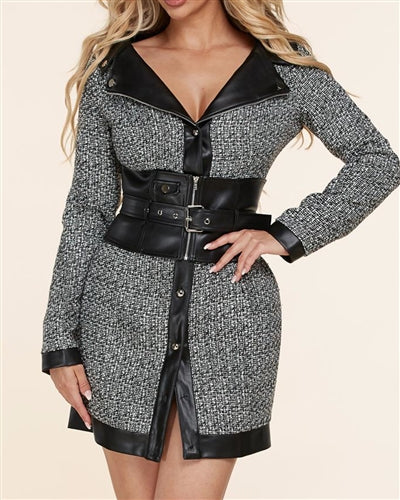 Leather Belted Dress