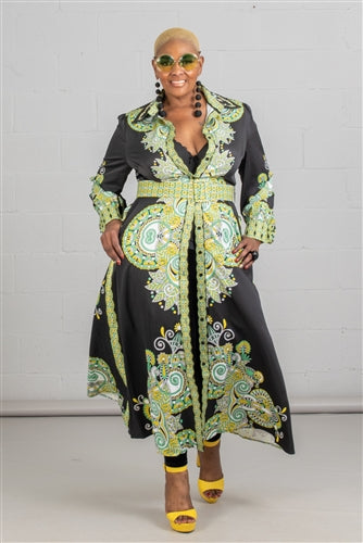 Beaded Collar Button Up Dress