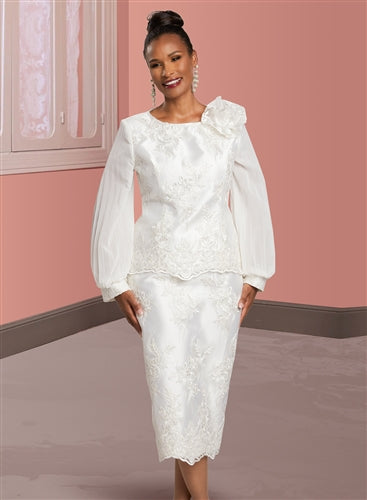 Novelty Trim Embroidered 2pc Skirt Suit-Every Woman