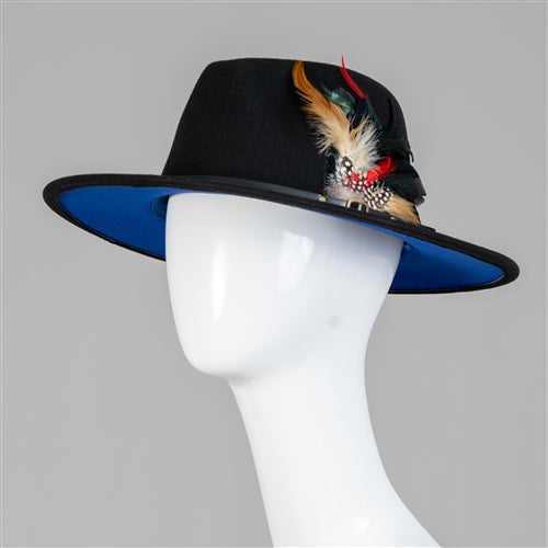 Two-Toned Feather Fedora Hat
