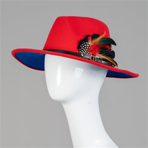 Two-Toned Feather Fedora Hat