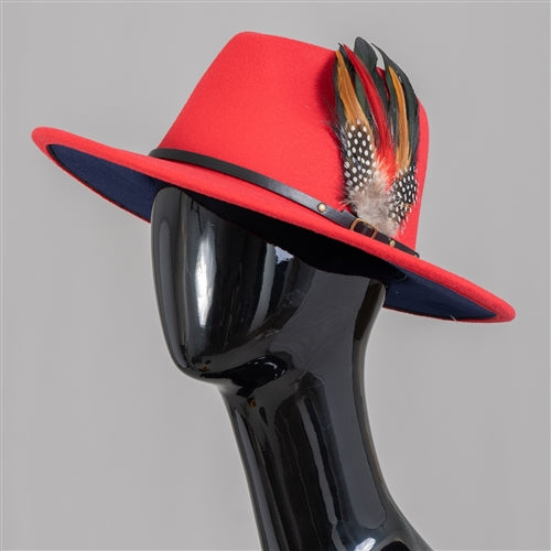 Two-Toned Feather Fedora Hat