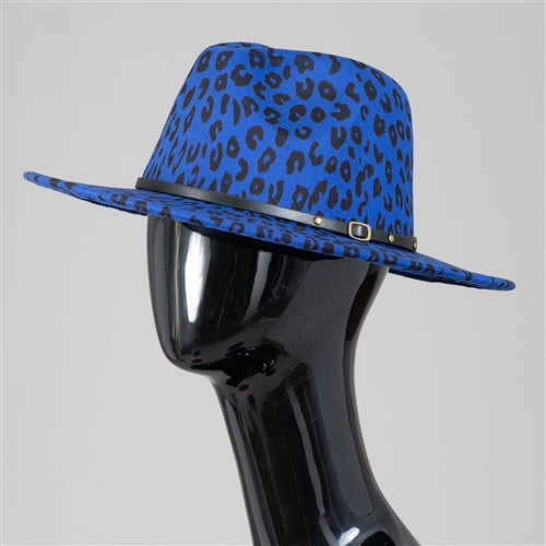 Blue Animal Print Fedora