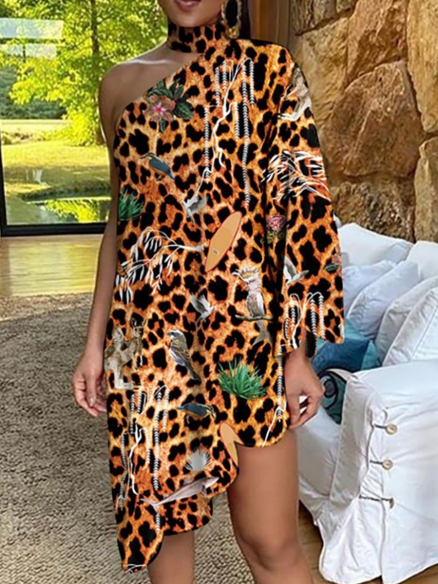 One Arm Neck Tie Dress