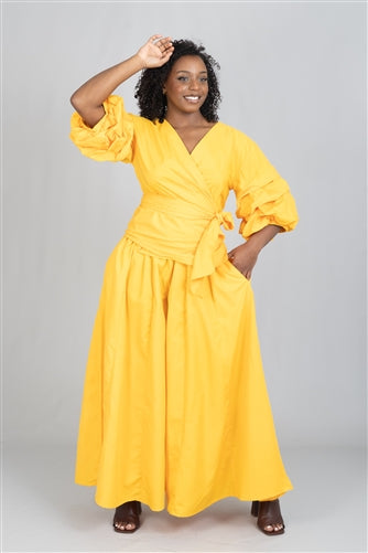 Classy Wrap Top 2pc Palazzo Pant Set