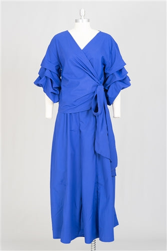 Classy Wrap Top 2pc Palazzo Pant Set