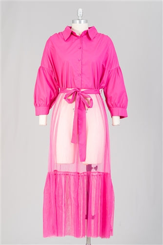 Tulle Hem Smocked Top
