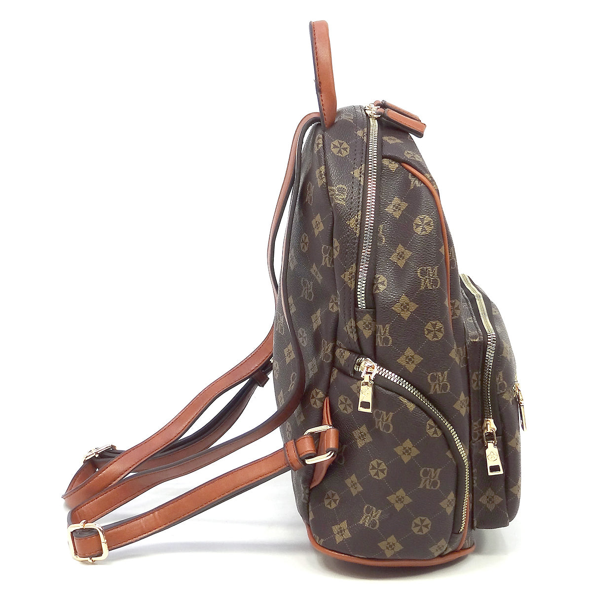 2-IN-1 DESIGNER INSPIRED BACKPACK WALLET SET~BROWN
