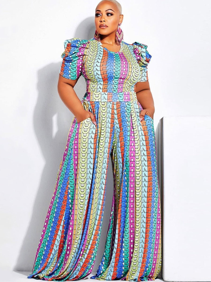 Ruched Sleeve Wide Led Jumpsuit