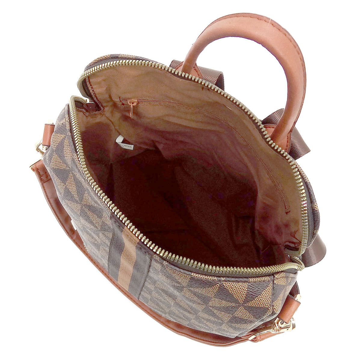 2-IN-1 DESIGNER INSPIRED CONVERTIBLE BACKPACK WALLET SET~BROWN