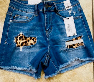 Sassy Denim Shorts-Animal Print