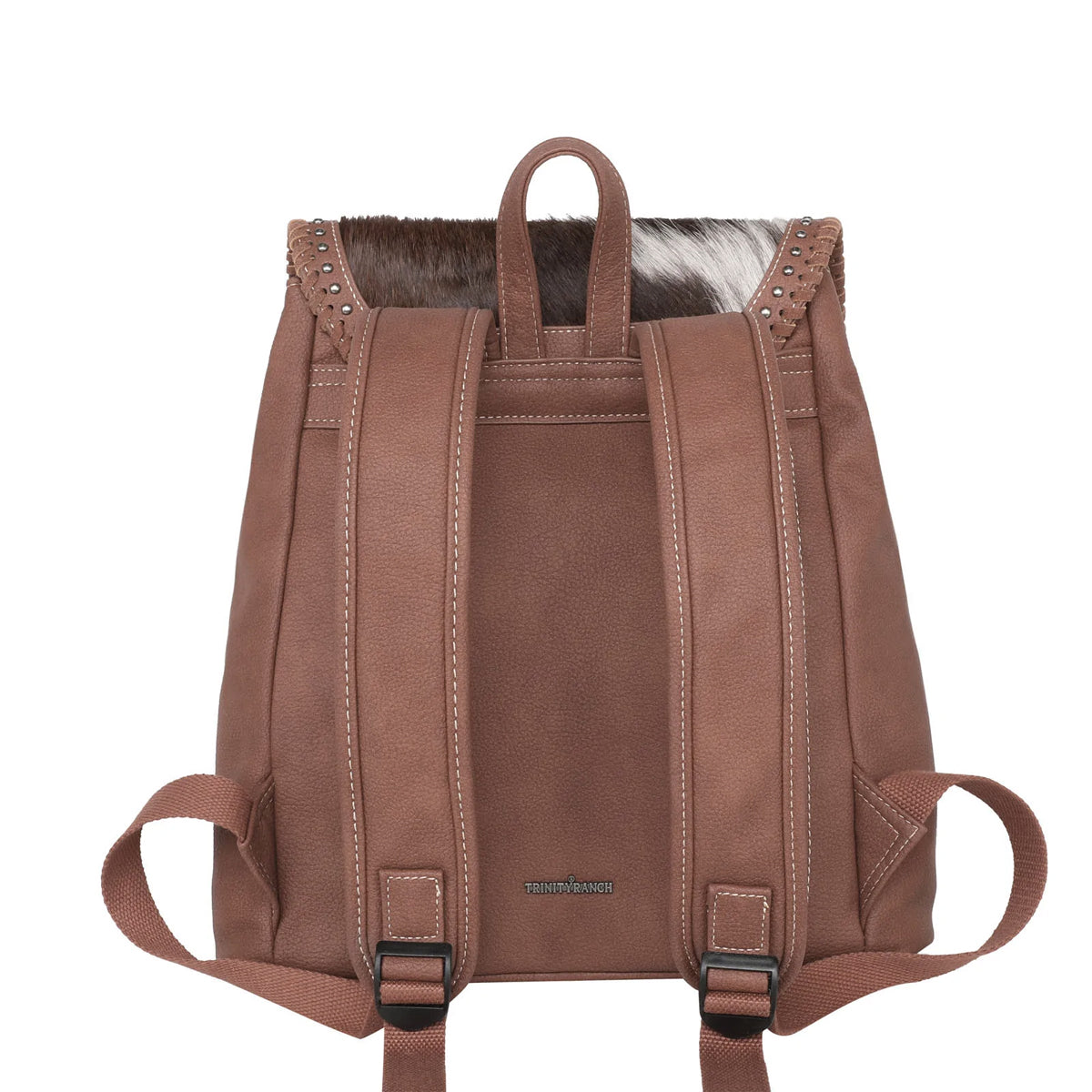 TRINITY RANCH HAIR-ON COWHIDE SADDLE SHAPE COLLECTION BACKPACK~COFFEE