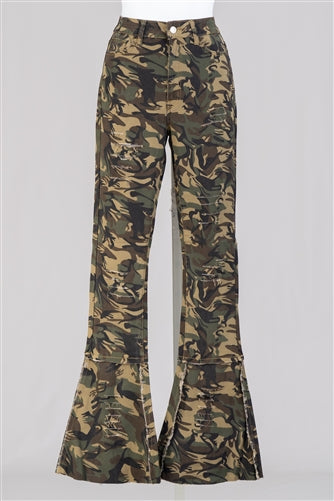 Chic Stretch Camo Flare Pants