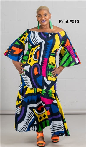 Smocked Authentic African Print Dress