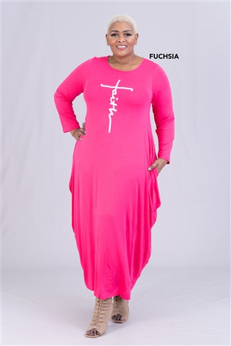A Faith Knit Maxi Dress- Long Sleeve